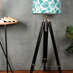 Grated Ginger Teal Blue & White Printed Contemporary Lamp Shade-image-10