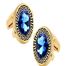 Curren Round Embellished Gold-Plated Cufflink image 3