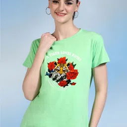 Moda Rapido Women Printed Bio Finish Applique T-shirt-picture-38