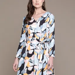 Moda Rapido Abstract Print Tie-Up Wrap Dress-picture-27