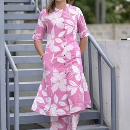 ANGIYA Women Floral Printed Regular Kurta with Trousers-picture-6