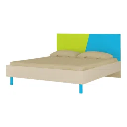 adona Fiona Engineered Wood Non Storage Bed in Lime Yellow Azure Blue Colour image 3