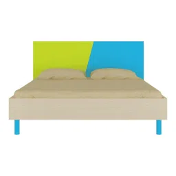 adona Fiona Engineered Wood Non Storage Bed in Lime Yellow Azure Blue Colour image 4