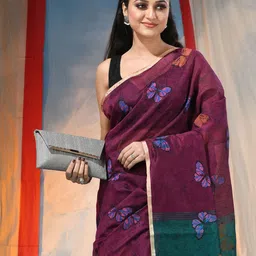 DESH BIDESH Ethnic Motifs Zari Saree-image-27