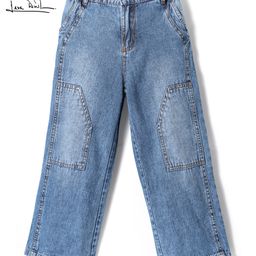 arias by lara dutta Arias Cotton Woven Full Length Washed Jeans - Blue-picture-5