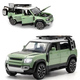 NIYAMAT 1:24 Scale Big Size Land Rover Defender Model Car Exclusive Alloy Metal car Pull Back Die-cast Metal Toy car with Openable Doors & Light Music Best Gifts Toys Kids- Assorted Color-image-52