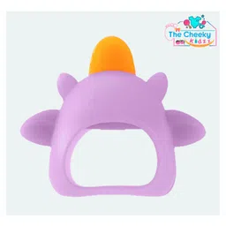 The Cheeky Kidzz Baby Soft Food Grade Silicone Glove Cartoon Shape Anti Drop Chewing Soothing Mitten Teether Hand Pacifier BPA Free (PURPLE)-picture-16