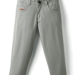 Olio Kids Cotton Woven Full Length Solid Color Trouser - Olive Green-picture-0