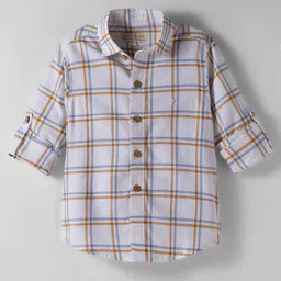 JASH KIDS Cotton Woven Full Sleeves Checkered Shirt - White-picture-27