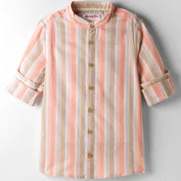 kookie kids india Kookie Kids Cotton Woven Full Sleeves Striped Shirt - Off White-picture-24