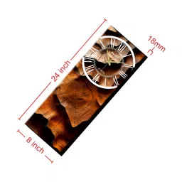 OLIVE TREE Black & Brown Printed Wooden Contemporary Rectangle Shaped Wall Clock image 3