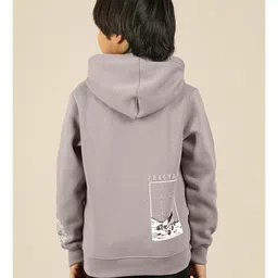 Kidsville Full Sleeves ISRO Space Theme Printed Hooded Sweatshirt - Grey image 3