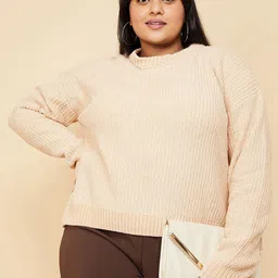 max Women Self Design Pullover Sweaters image 1