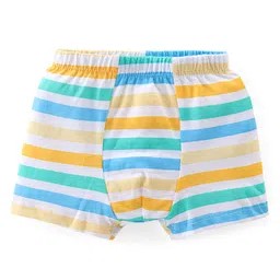 Babyhug 100% Cotton Knit Single Jersey Solid Stripe & Animal Print Trunks Pack of 3 - Blue & White image 4