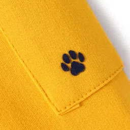 Babyhug Cotton Looper Full Length Lounge Pant with Pockets & Patch Detailing - Yellow image 4