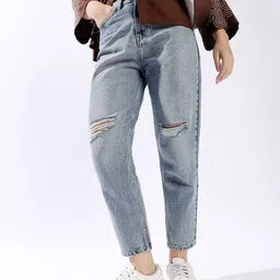 High Star Women Comfort High-Rise Heavy Fade Cotton Jeans-image-72