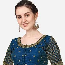 HERE&NOW Embroidered Round Neck Saree Blouse-picture-36