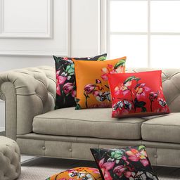 SEJ by Nisha Gupta Set of 5 Floral Square Cushion Covers-picture-0