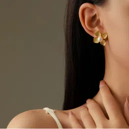 VIEN White Anti-Tarnish Gold Plated Stud Earrings-picture-21