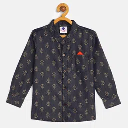 TONYBOY Boys Navy Blue Premium Printed Pure Cotton Casual Shirt-picture-32