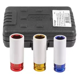 FORSAGE Impact Sockets 17, 19, 21 mm Socket Size 6 Point Hex Chromium Vanadium Steel Red, Yellow, Blue, F-4032 (Set of 3) image 2