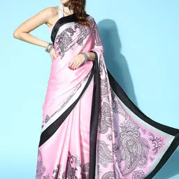 KIMISHA Printed Ethnic Motifs Satin Saree-image-24