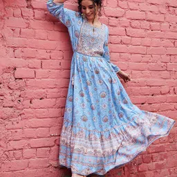 Biba Ethnic Motifs Printed Sequined Ethnic Dress image 5