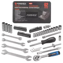 FORSAGE Socket and Bit Tool Set 8-13 mm Socket Size 6 Point Hex Chromium Vanadium Black, F-2622-5 (Set of 62) image 2