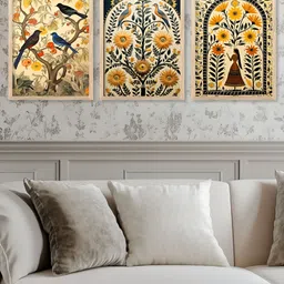 Kotart Yellow & Green 3 Pieces Floral And Botanical Wooden Wall Arts image 3
