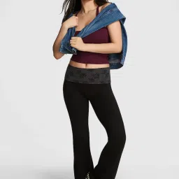 Victoria's Secret Women Black Floral Leggings-image-24
