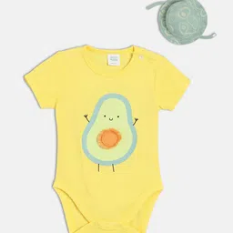 MINI KLUB Infants Boys Printed Cotton Half Sleeves Bodysuit With Cap-picture-32