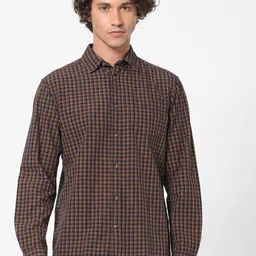 Celio Men Navy Blue Checked Casual Shirt-image-45