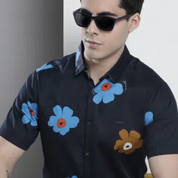 The Indian Garage Co Men Navy Blue Printed Casual Shirt-picture-11