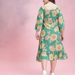 DressBerry Floral Print Puff Sleeve Fit & Flare Dress image 4