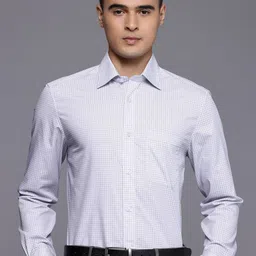 Louis Philippe Classic Fit Micro Checked Pure Cotton Formal Shirt-picture-37