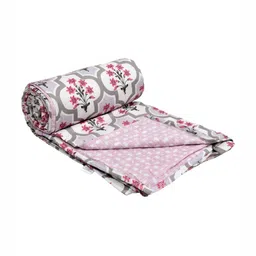 Home Ecstasy Red & Off White Floral Summer 210 GSM Dohar image 2