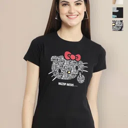 Metronaut Women Pack of 3 Typography Printed Round Neck Cotton T-shirts-picture-30