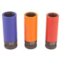 FORSAGE Impact Socket 17-21 mm Socket Size 6 Point Hex Chrome Molybdenum Steel Multicolor, F-4032C (Set of 3) image 2