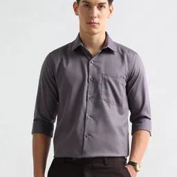 Arrow Men Slim Fit Textured Auto Press Pure Cotton Formal Shirt-picture-17