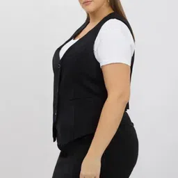 new-18 Black WaistCoat,Plus Size WaistCoat,Cotton Blend WaistCoat,Casual WaistCoat,Office Wear WaistCoat,Women WaistCoat,WaistCoat03. image 2