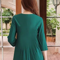 GoSriKi Round Neck Flared Sleeves Indie Prints Anarkali Kurta image 3