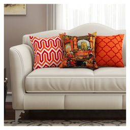 SEJ by Nisha Gupta Premium Cushion Covers Abstract Print Pack of 3 - Multicolor-picture-25