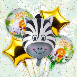 Bubble Trouble Happy Birthday Animal Foil Balloon - Set of 5-picture-31