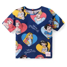 Babyhug Disney 100% Cotton Knit Half Sleeves T-Shirt with Disney  Princess  -  Navy Blue-picture-15