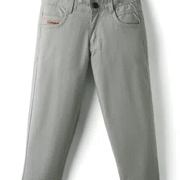 Olio Kids Cotton Woven Full Length Solid Color Trouser - Olive Green-picture-23