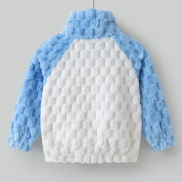 Kookie Kids Full Raglan Sleeves High Neck Front Open Winter Fur Jacket with Quilted Design - White image 2