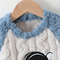Kookie Kids Raglan Sleeves Winter Wear Suit With Astronaut Applique - Blue & White image 3