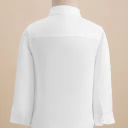 Robo Fry Cotton Woven Full Sleeves Solid Color 3 Pieces Party Suit with Bow - White & Blue image 3