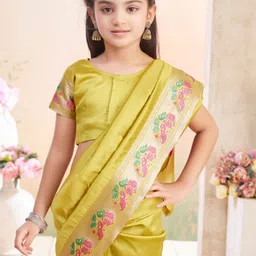 BAESD Girls Woven Design Pant Banarasi Saree image 4