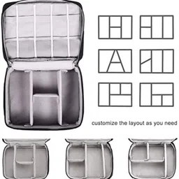 Uninest Universal Travel Accessories Organizer Bag for Cables, Chargers, Plugs, Phone, Tablet, and Hard Disk, Compact Design (Black) image 4